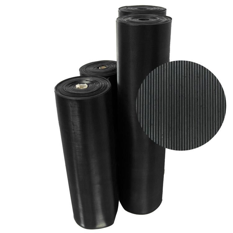 Fine Rib Entry Large Black color Indoor/Outdoor Anti-Slip Runners and Mats 4 rolled