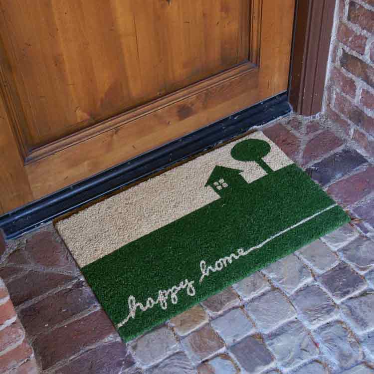 Happy_Home_Action_01_750x750_03 Quaint and Blissful Country Door Mat with pictures of tree and a house