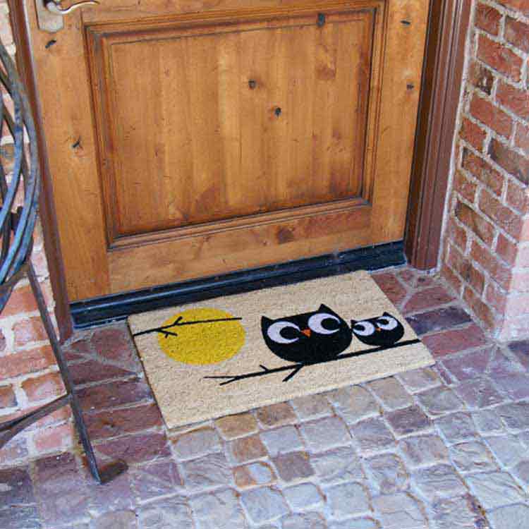 Affection Affection owl pair sitting on branch doormat at front door