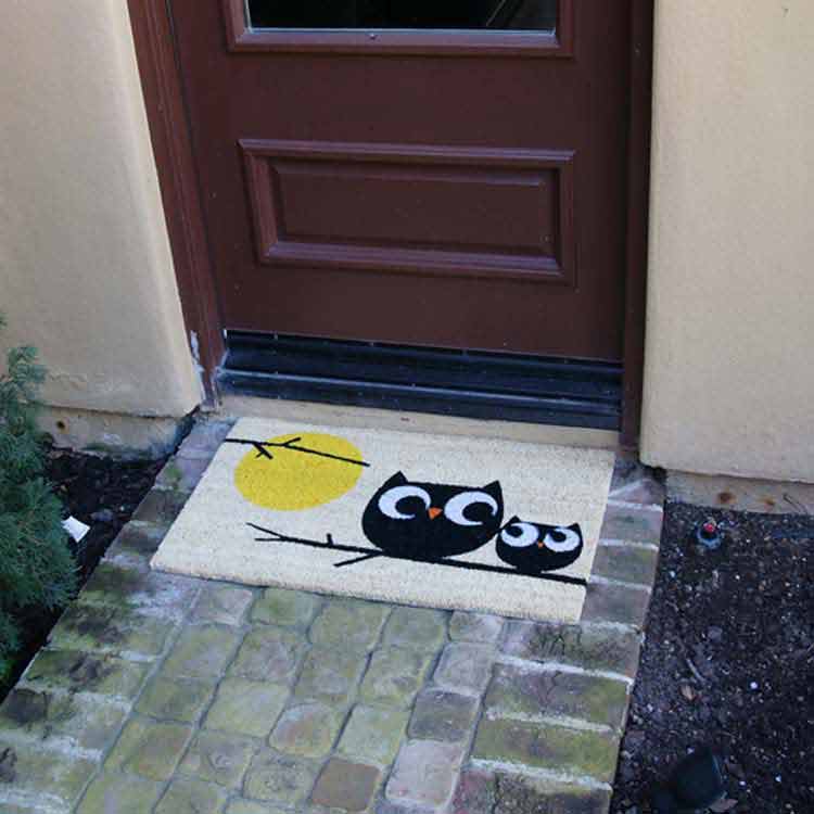 Affection Affection owl pair sitting on branch doormat at front door