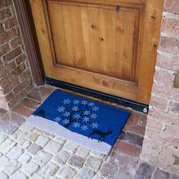 Blue_Sky_Action3_Large Holiday Doormats with a Blue Sky tree and a pair of deers in Mind