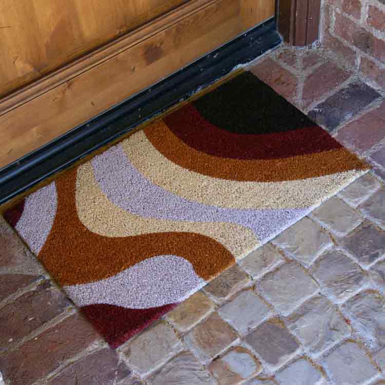 Brown_Streaks_Action1_Large Modern Doormats with a Unique Minimalist Design placed at front door