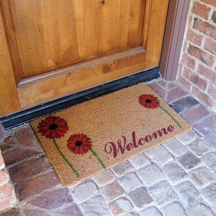 FieldOfRedDaisies Action 01 750x750 1 field of red daisy doormat in front of door