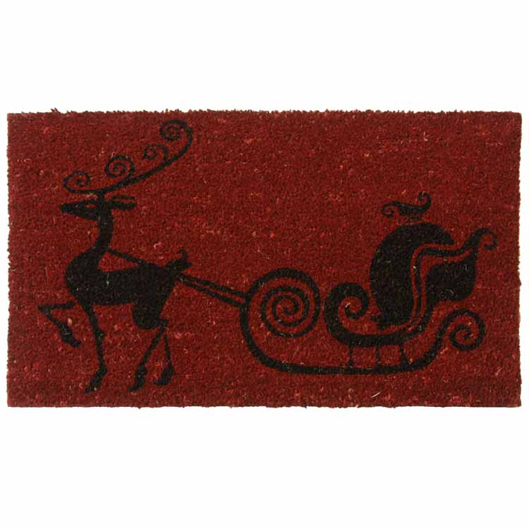Rudolph_Single_01_Large Holiday Doormat with red nose reindeer