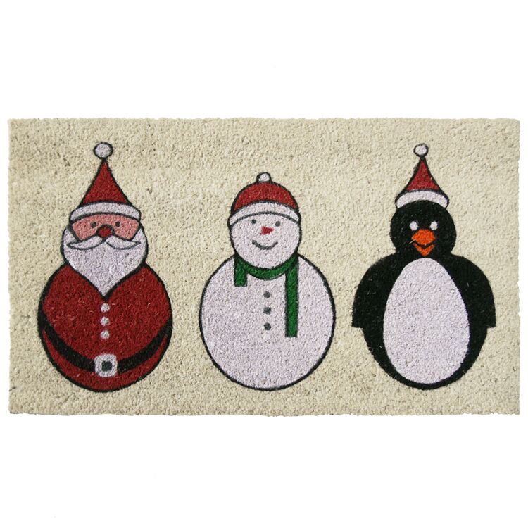 Santa Snowman and a Penguin Doormat Santa Snowman and a Penguin Doormat
