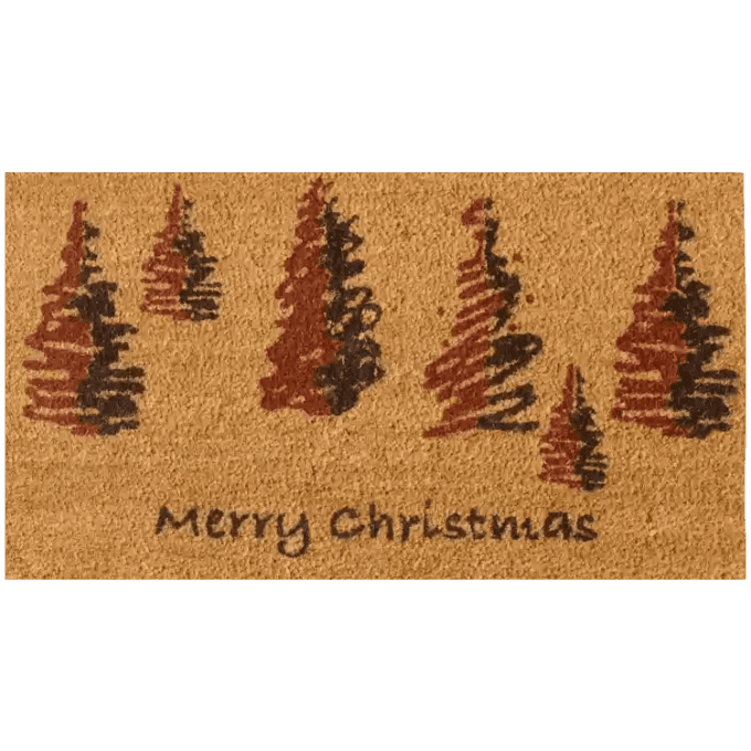 ScittishFraserFir EntryShot Scottish Fraser Fir Red Trees with Merry Christmas text around them