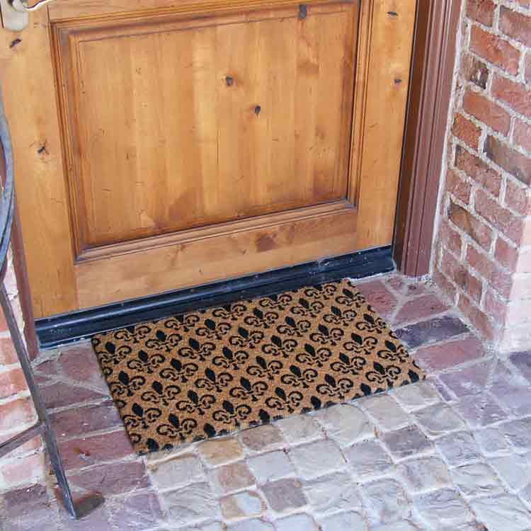 St.-Germaine-Fleur_Action_02_Large St. Germaine Fleur de Lis Doormat in front of door