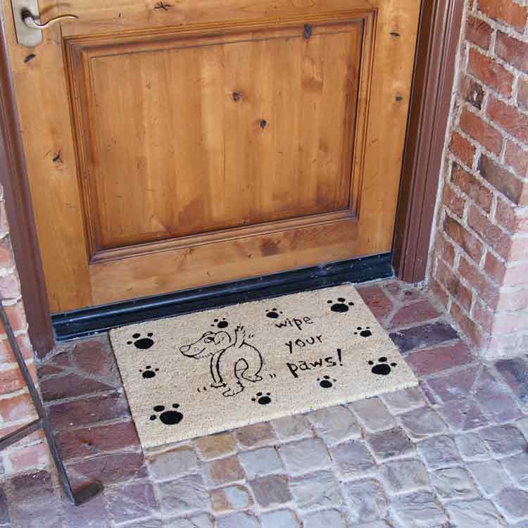 Wipe Your Paws Dog Doormat In Front Of Door