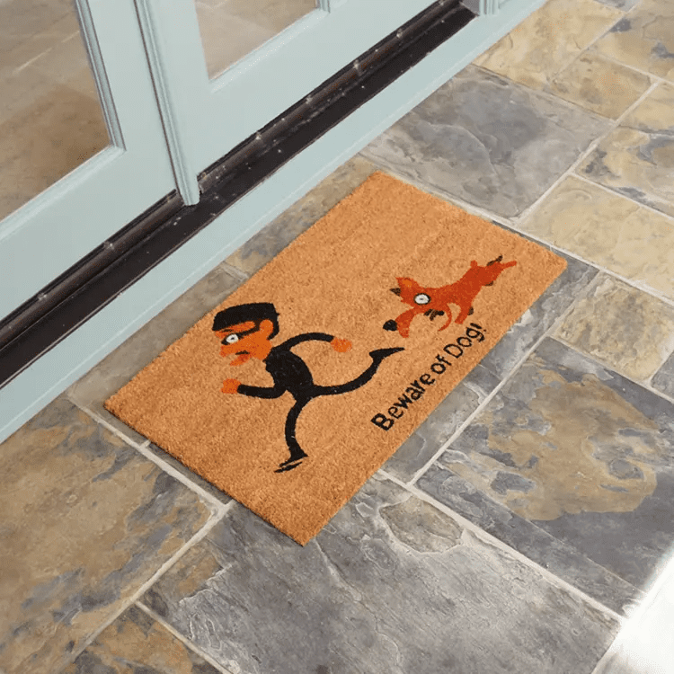 beware-of-dog-welcome-02-action_Large Beware of Dog Welcome Mat
