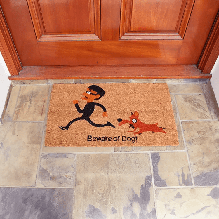 beware-of-dog-welcome-11-action_Large Beware of Dog Welcome Mat