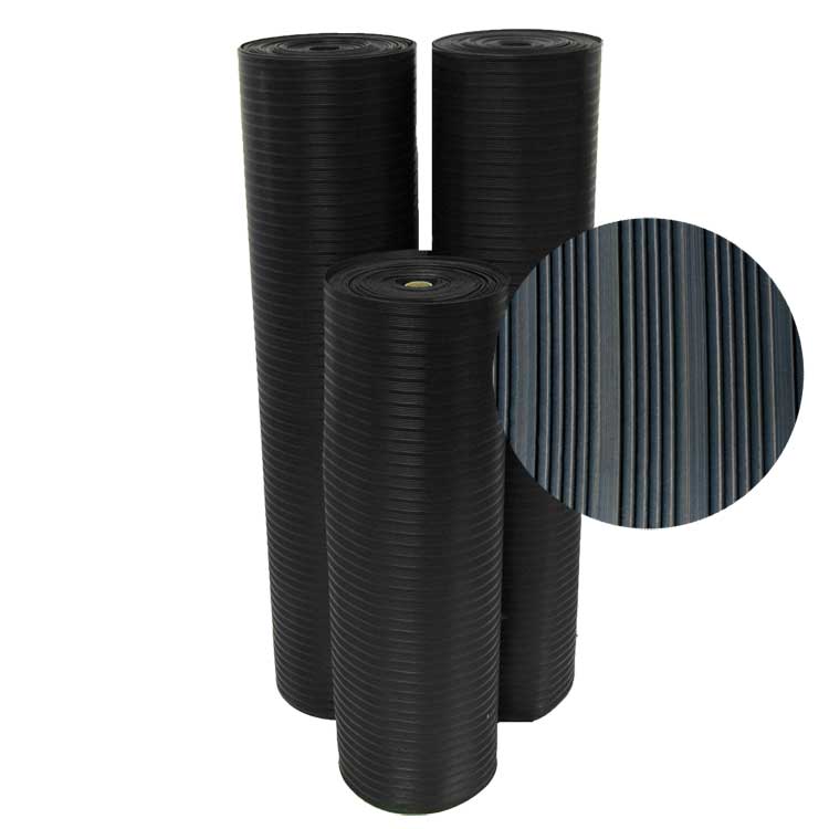 Black Color Rubber Runner Mats with Extra Toehold in Wet Conditions 2 rolled and zoomed to see pattern