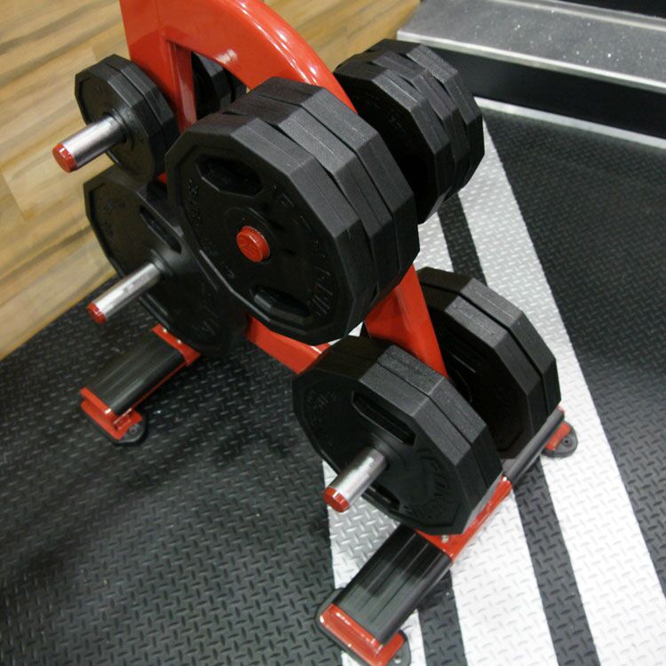 Diamond Plate Action2b Large diamond plate action matting underneath weight plate holders