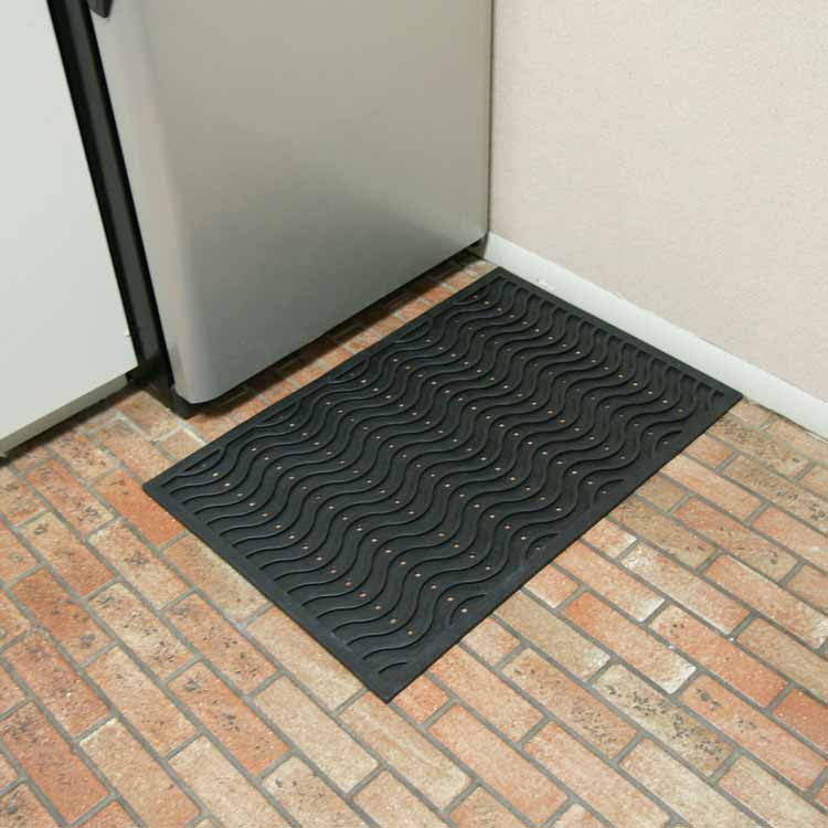 Dura_Scraper_Wave_T&B_750x750 Black color wave pattern Durable Commercial Rubber Door Mat top bottom view