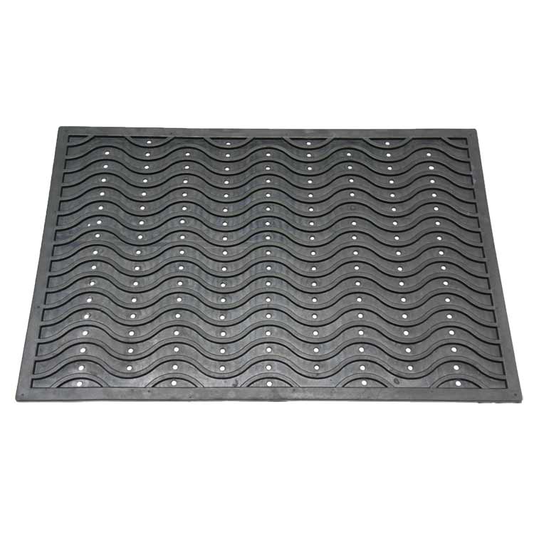 Black color wave pattern Durable Commercial Rubber Door Mat corner shot