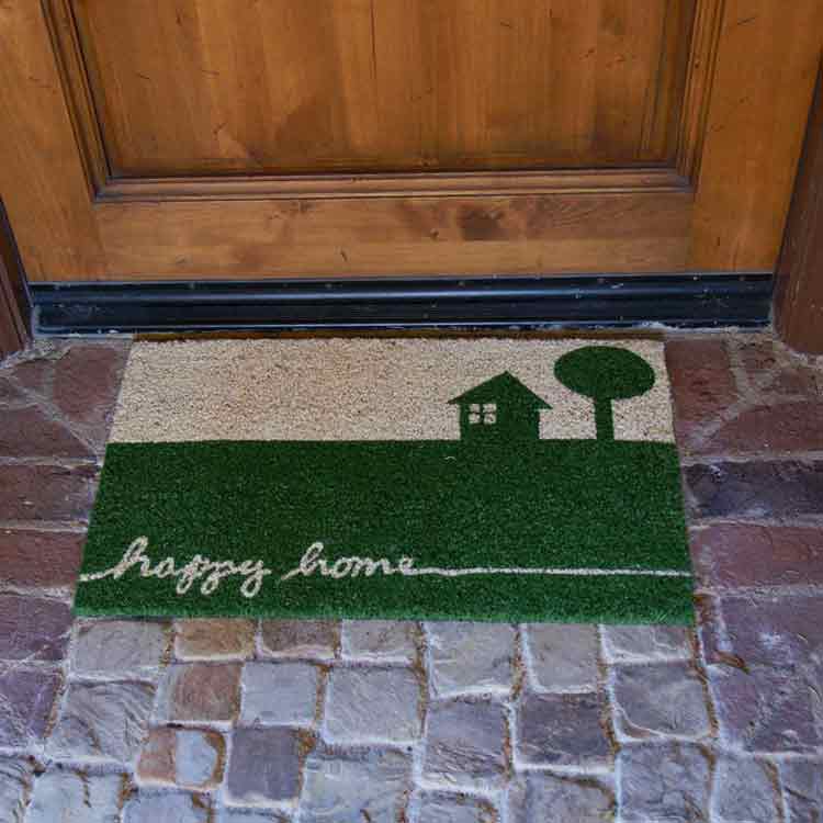 Happy_Home_Action_01_750x750_02 Quaint and Blissful Country Door Mat with pictures of tree and a house