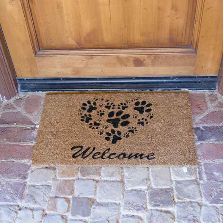 heart-shaped-paws-02-action_Large Heart Shaped Paws Welcome Doormat In Front of Door