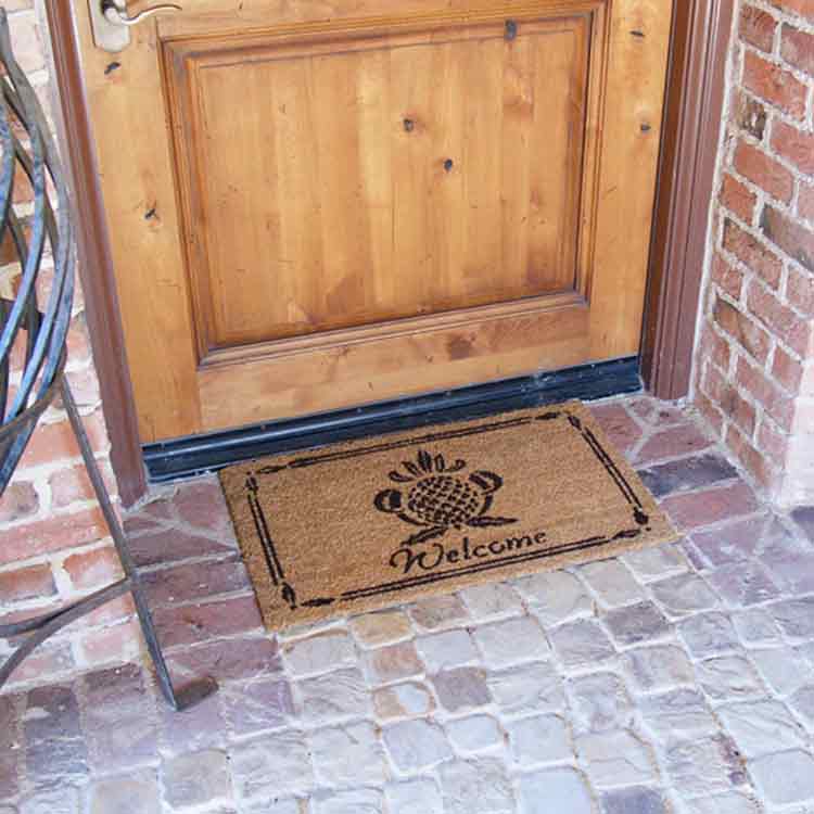Welcome mat with a Tropical Feel with Pineapple sign