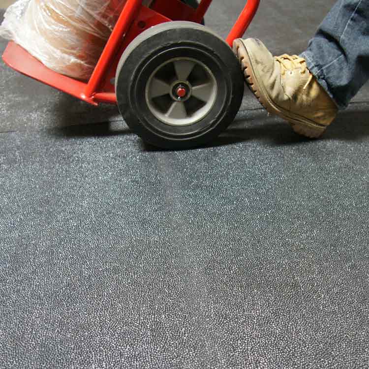 Tuff N Lastic Action Shot 1B Large Black color Reclaimed Safety Rubber Mat Improves Traction and Resilience can roll trolly on it
