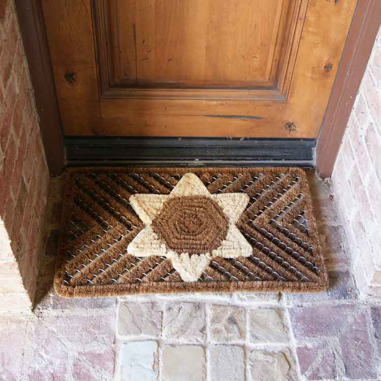 Valencia-02-Action_Large Stylish with beige color star Coir Door Mats Made for Wet Winters