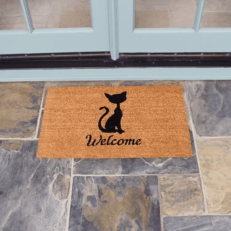 meow welcome 22 action Large meow welcome doormat